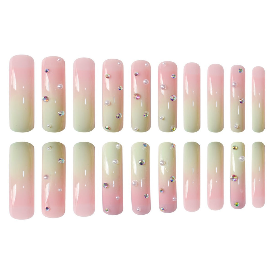 Decorative Long Press-On Nails with Gem Accents Kalsten