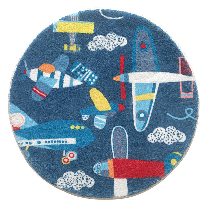 Playful Airplane-Themed Round Area Mat Kalsten