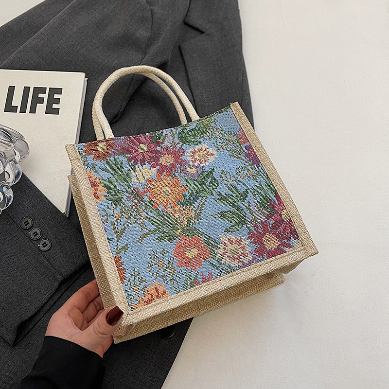 Decorative Floral Print Tote Bag