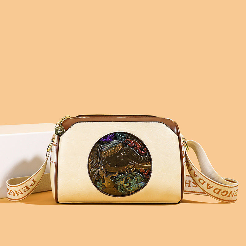 Vintage-Inspired Leather Crossbody Bag Kalsten