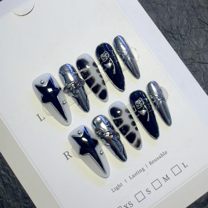 Elegant Gothic-Inspired Press-On Nail Art Set