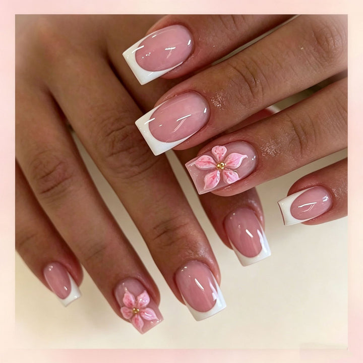 Elegant Press-On Nail Tips with Decorative Bow Kalsten