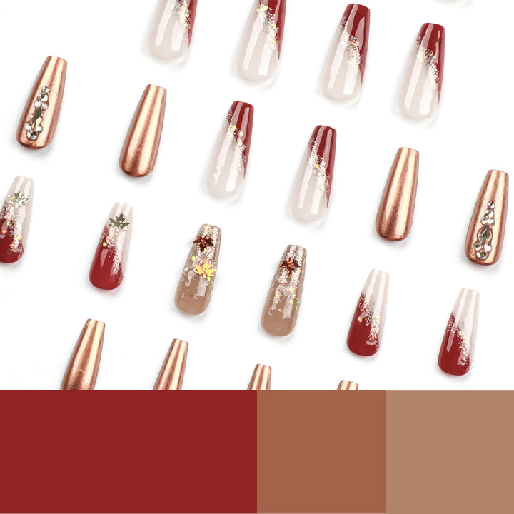 Artful Nail Extensions with Glitter and Flower Accents Kalsten