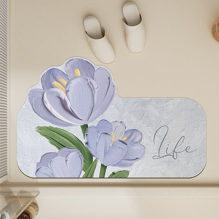 Floral-Themed Non-Slip Bath Mat