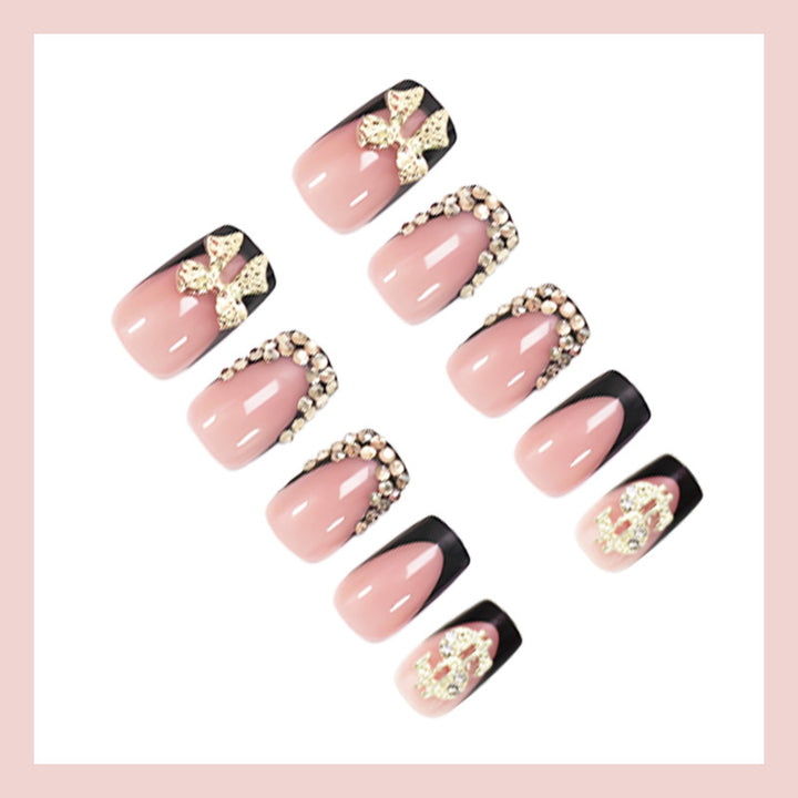 Artificial nail set with elegant golden decorations and modern design Kalsten