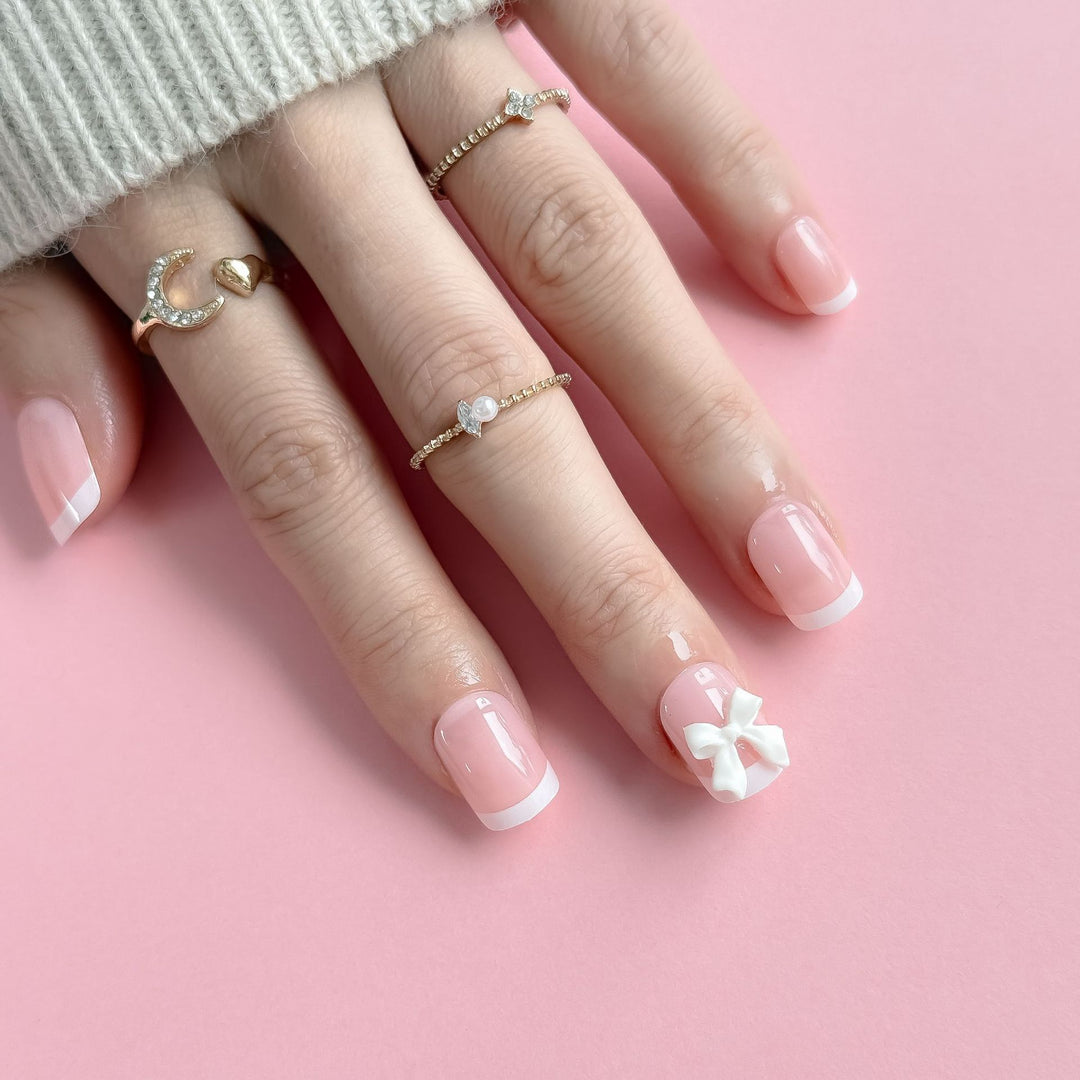 Acrylic Nail Set with Bow Design Kalsten