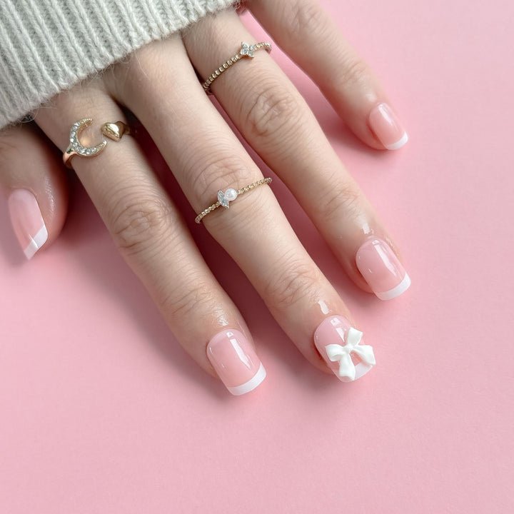 Acrylic Nail Set with Bow Design Kalsten