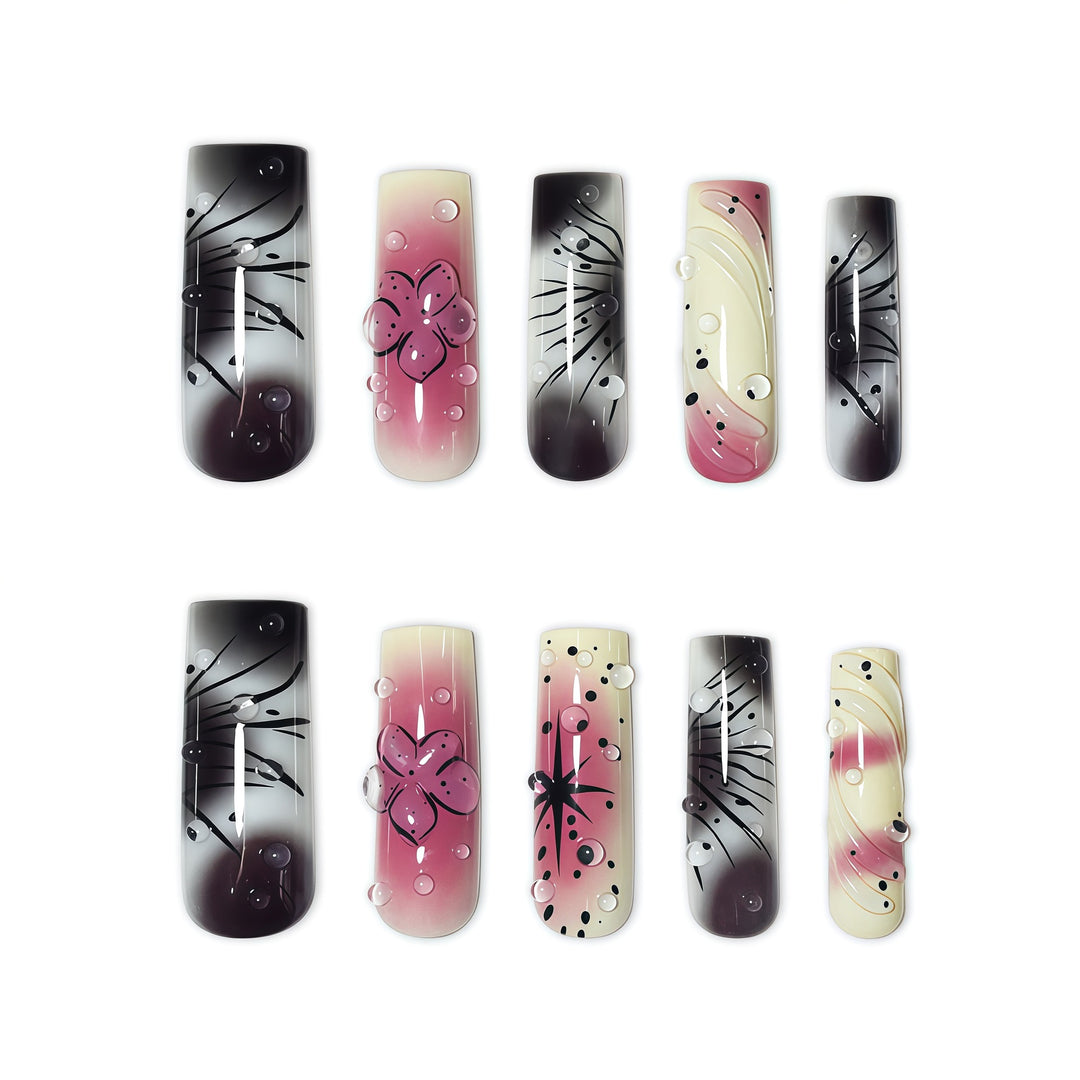Artistic Ombre Floral Press-On Nail Extensions Kalsten