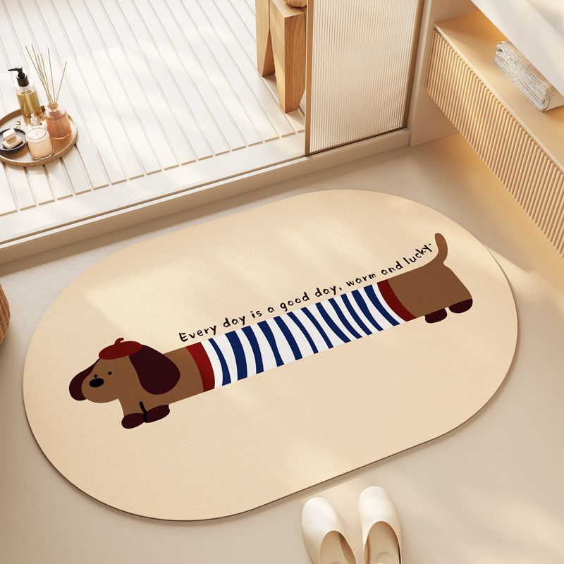 Playful Puppy-Themed Bath Rug