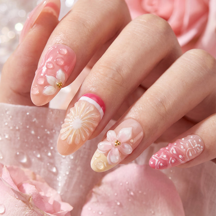 Decorative Floral Press-On Nail Set Kalsten