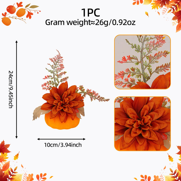 Samt-Pumpkin Table Decoration with Artificial Sunflower Arrangement