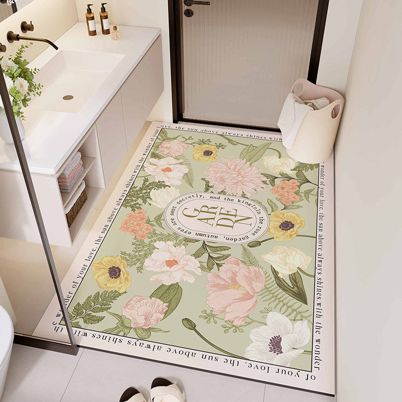 Floral Design Bathroom Mat