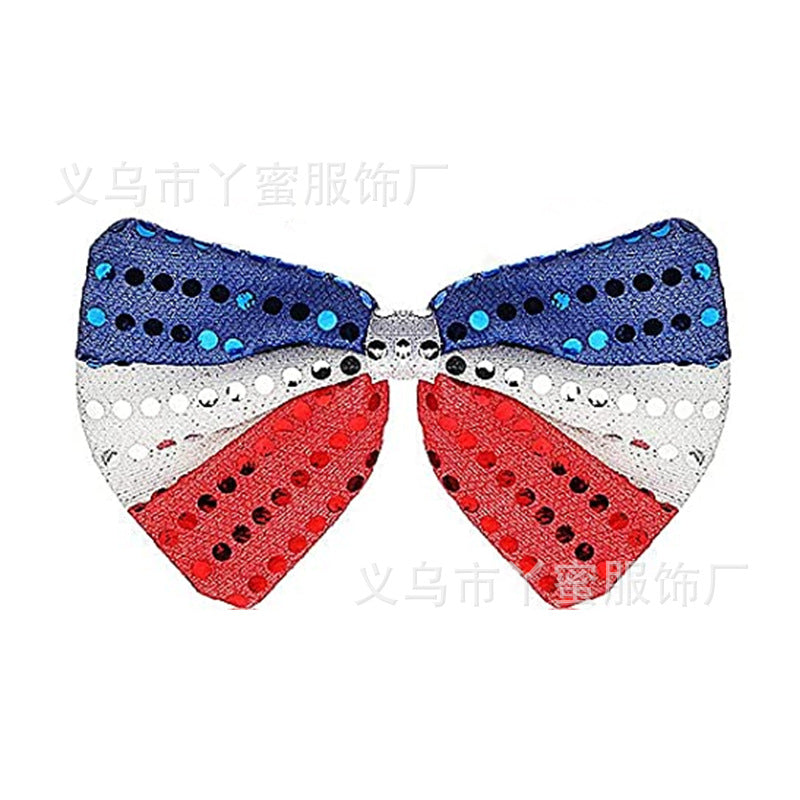 Ladies glittering sequined bow hair clip with metal clip and fabric back Kalsten