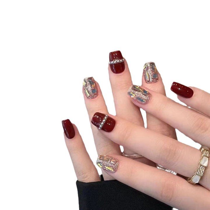 Decorative Press-On Nail Art Set with Iridescent Accents Kalsten
