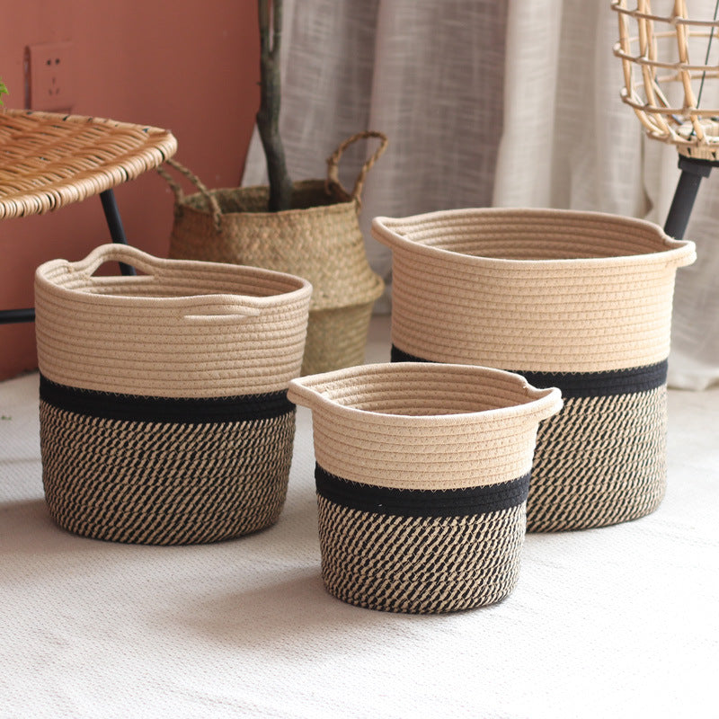Decorative laundry basket made of woven material Kalsten