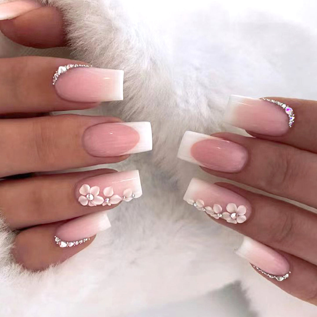 Deluxe Floral Acrylic Press-On Nail Tips Kalsten