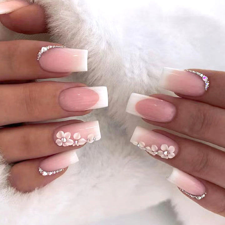 Deluxe Floral Acrylic Press-On Nail Tips Kalsten