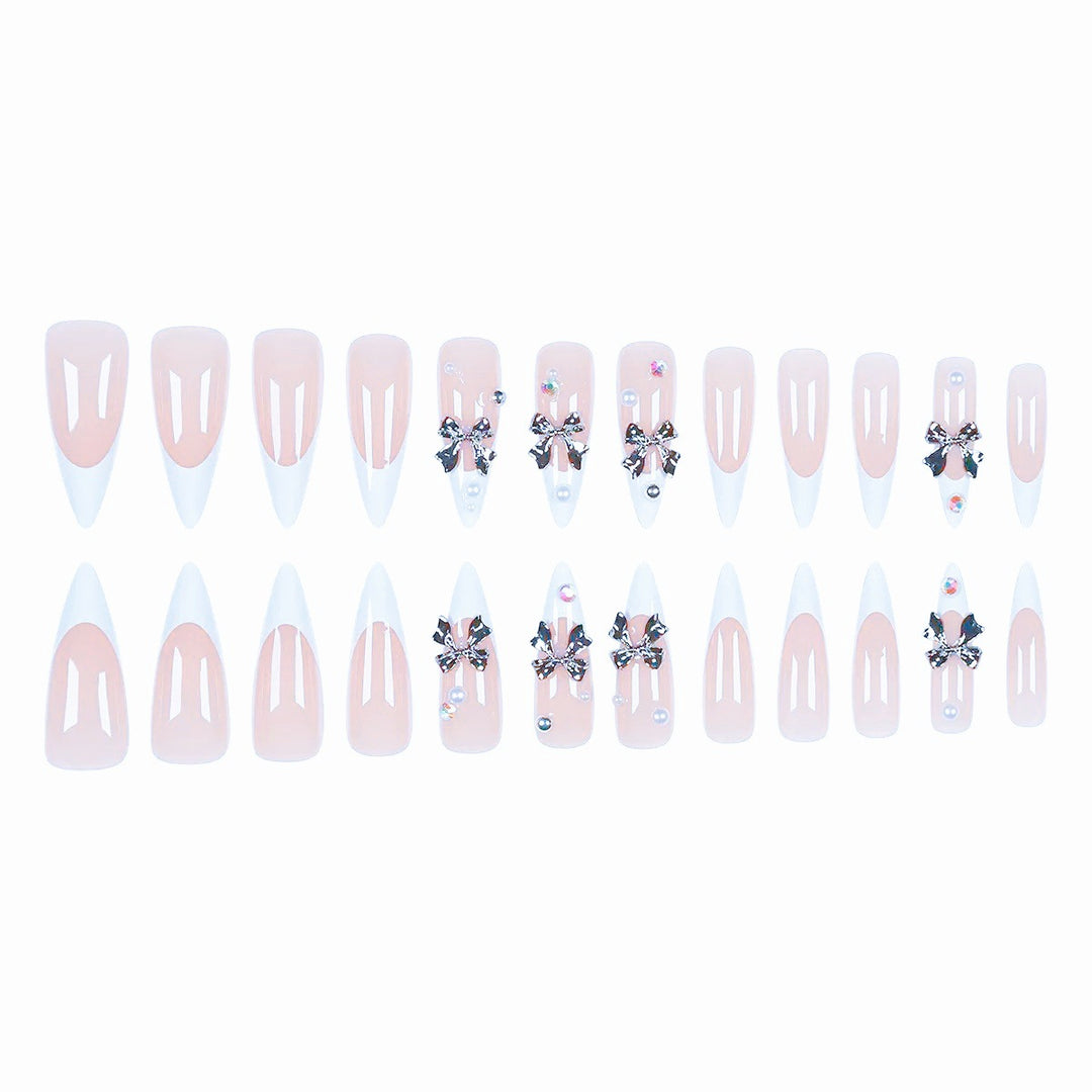 Acrylic nail set with elegant bows and sparkling accents Kalsten