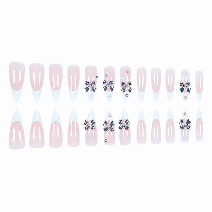 Acrylic nail set with elegant bows and sparkling accents Kalsten