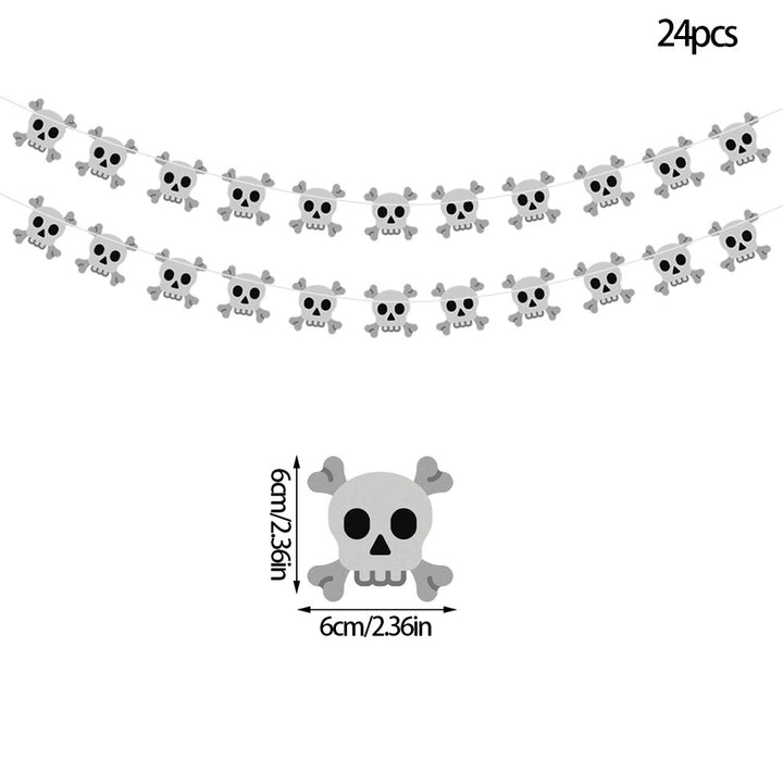 Hanging Halloween garland made of felt with spider and spider web appliqués