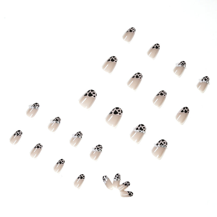 Artificial nail set with glamorous leopard pattern and elegant pearl decorations Kalsten