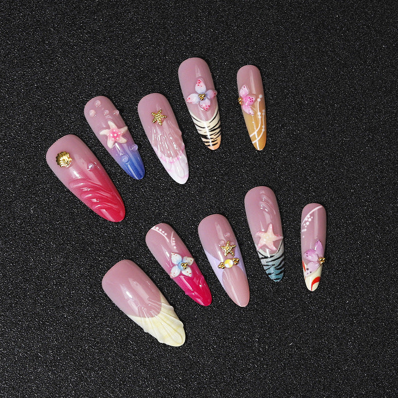 Artistic Shell-Inspired Press-On Nail Set Kalsten