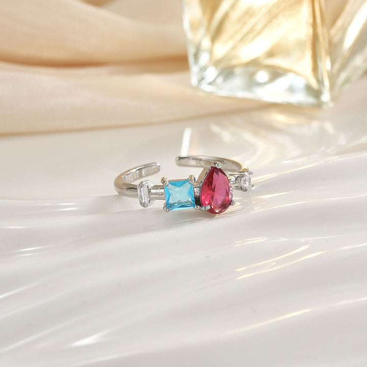 Double-Band Heart Halo Ring With Pavé Accents