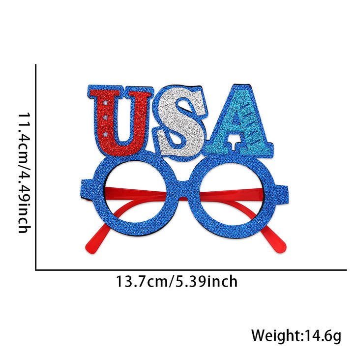 Unisex nan patriotic glitter novelty party glasses with USA letter topper Kalsten