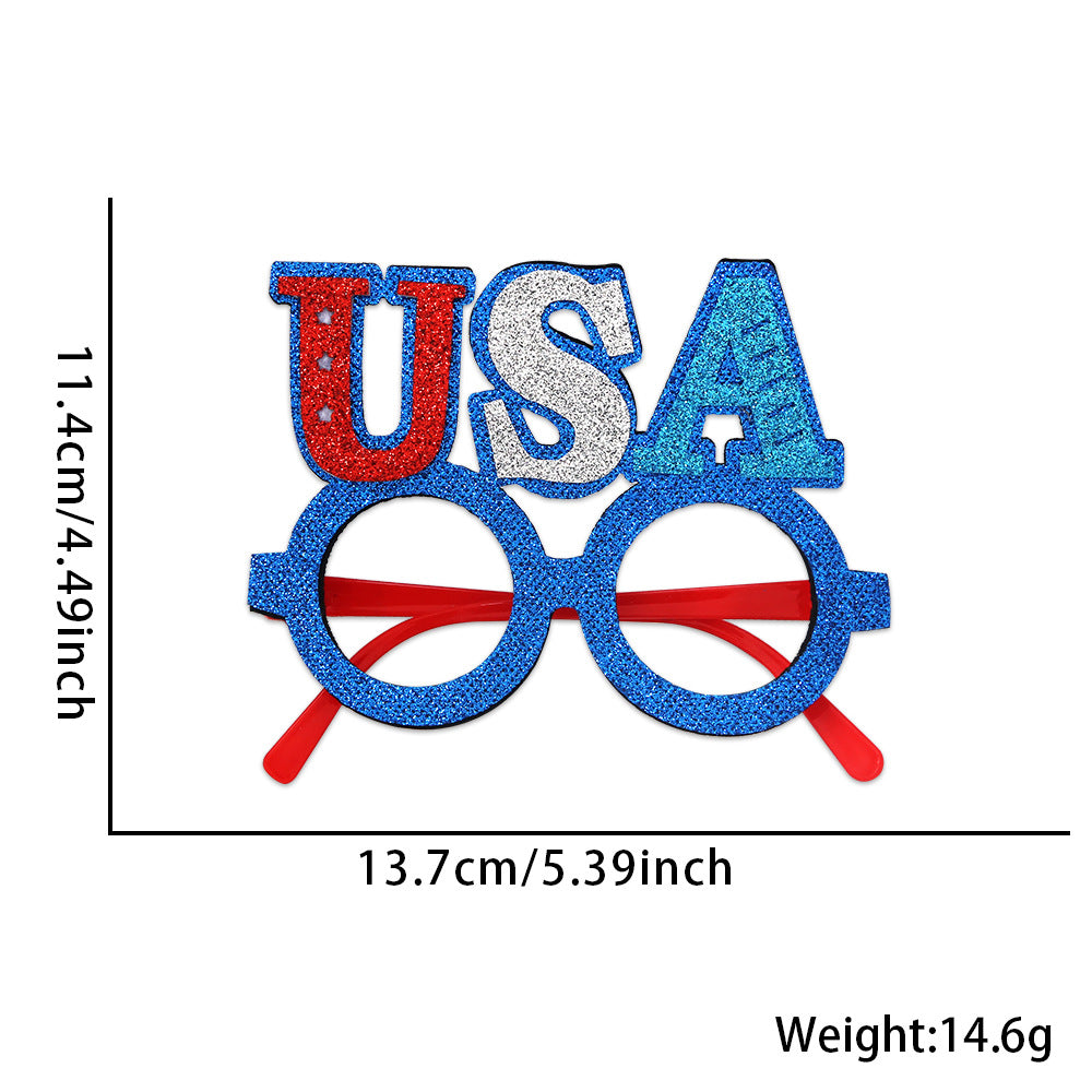 Unisex nan party glasses with USA glitter attachment and round frame Kalsten
