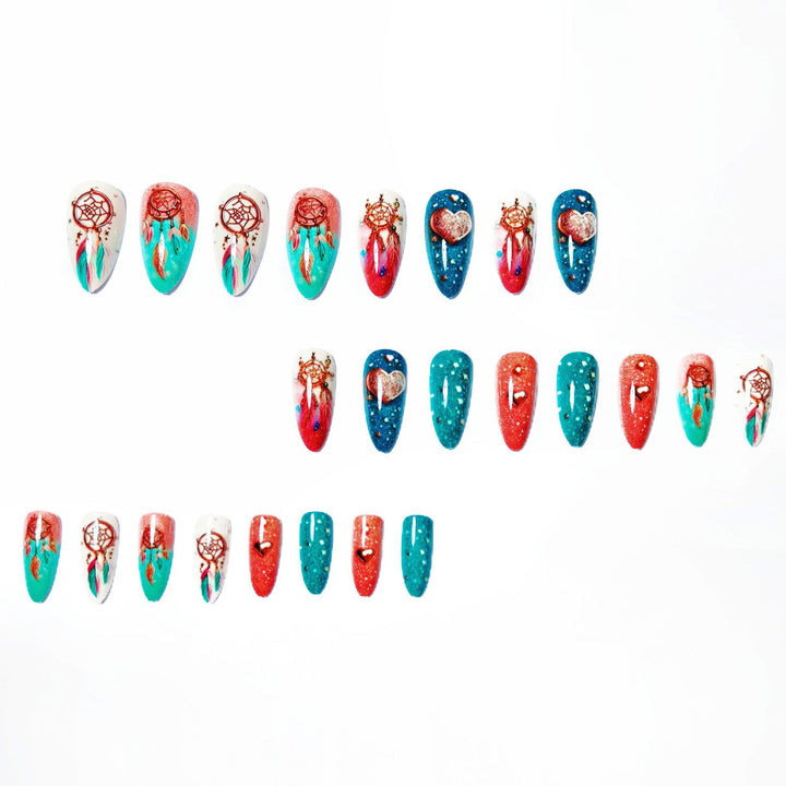 Artificial nails with intricate dreamcatcher design Kalsten