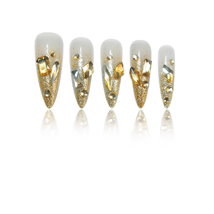 Glamorous Stiletto Press-On Nails with Glitter Accents Kalsten