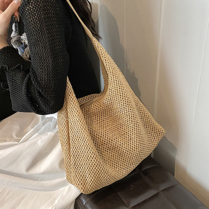 Handwoven Straw Hobo Bag