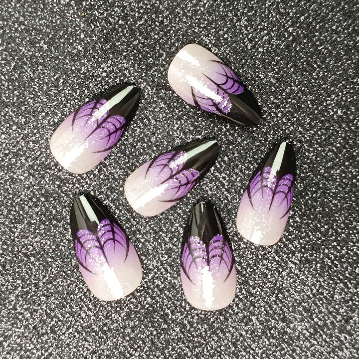 Artistic Press-On Nail Set with Lavender Ombre Design Kalsten