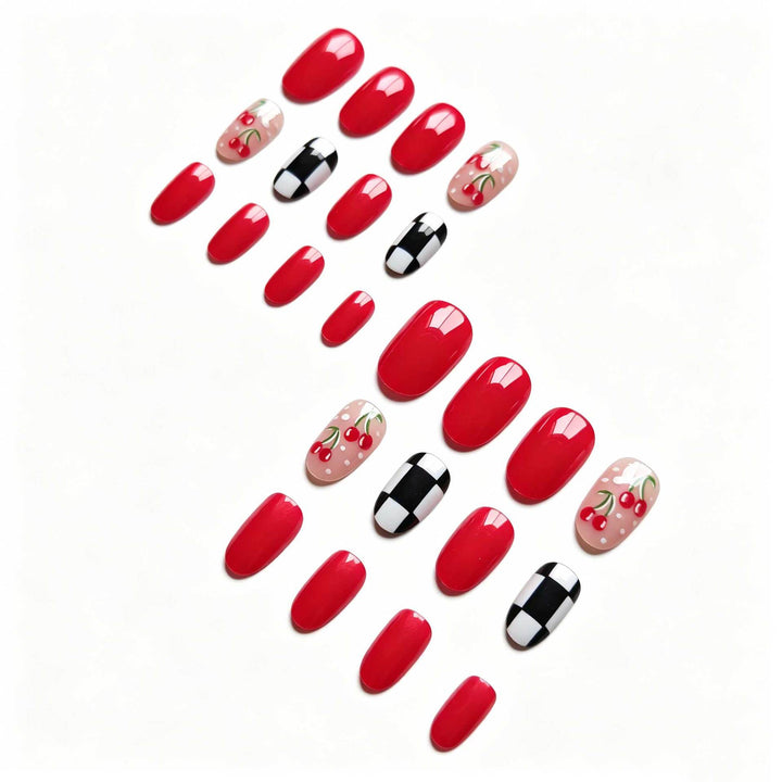 Creative Cherry and Checkered Nail Art Kit