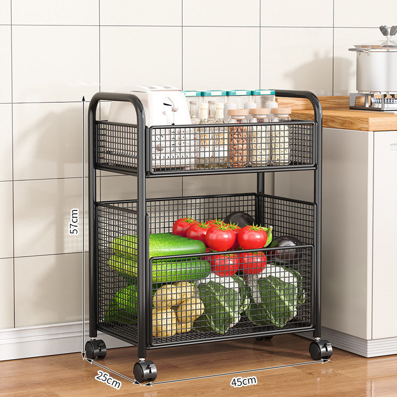 Rolling Kitchen Storage Cart with Mesh Baskets Kalsten
