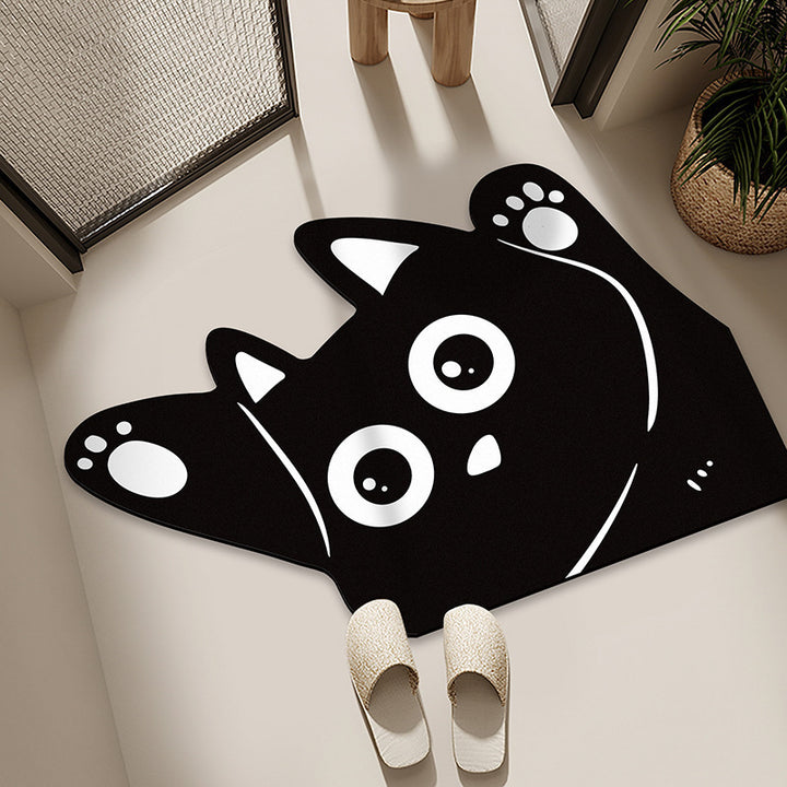 Cartoon Cat-Themed Bath Mat