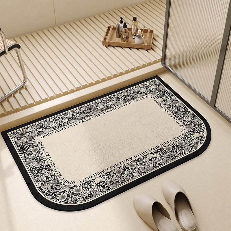 Vintage-Inspired Floral Printed Bath Mat