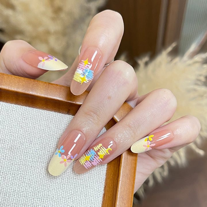 Artistic Design Press-On Nails Set with Floral Patterns Kalsten