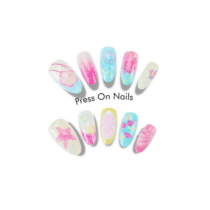 Artistic Summer-Themed Press-On Nails Kalsten