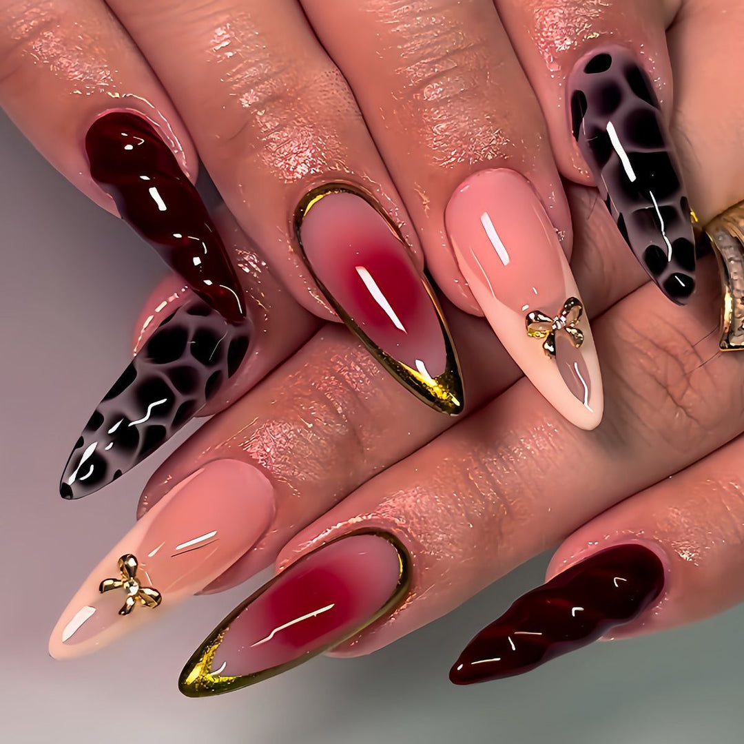 Artistic Stiletto Press-On Nail Set with Unique Accents Kalsten