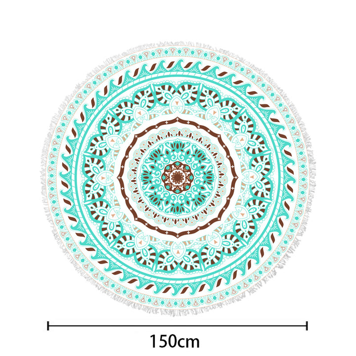 Round beach blanket with floral watercolor motifs Kalsten