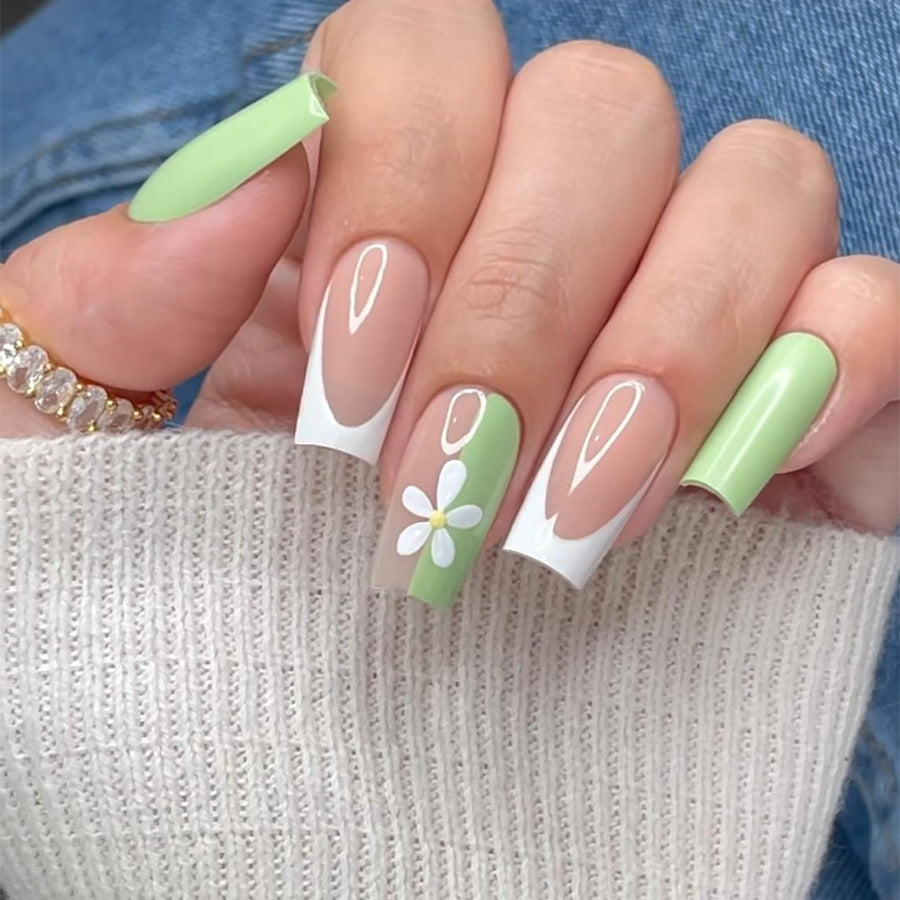 Decorative Floral Press-On Nail Art Set with 3D Flower Accents kalsten