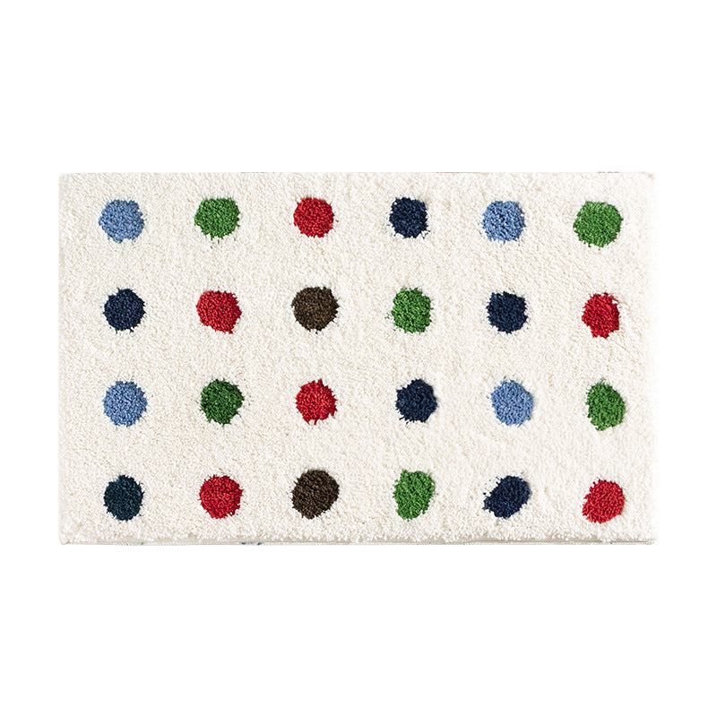 Modern striped bath mat with textured high pile and non-slip latex base Kalsten