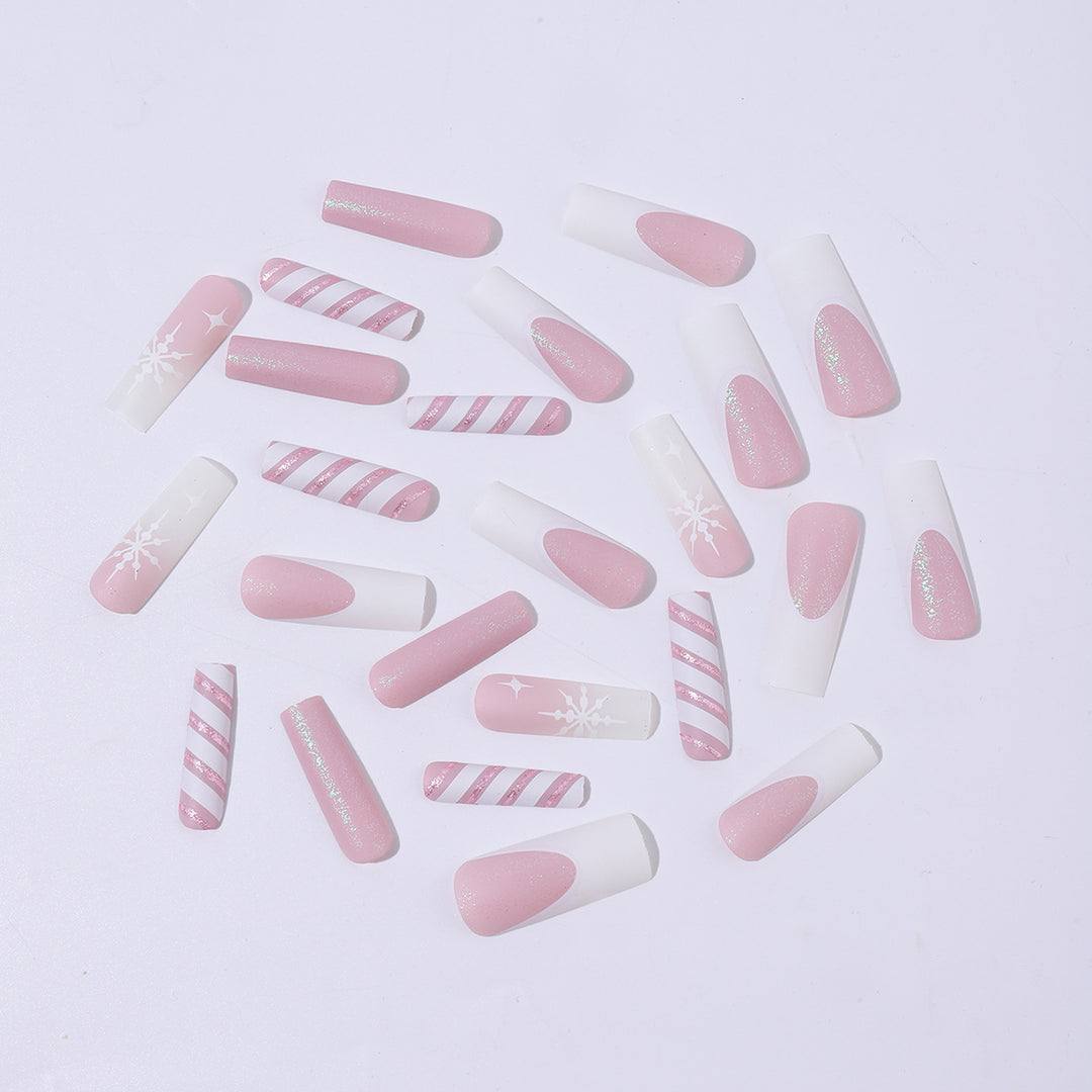 Creative Nail Art Set with Festive Candy Cane Design and Glittering Accents Kalsten