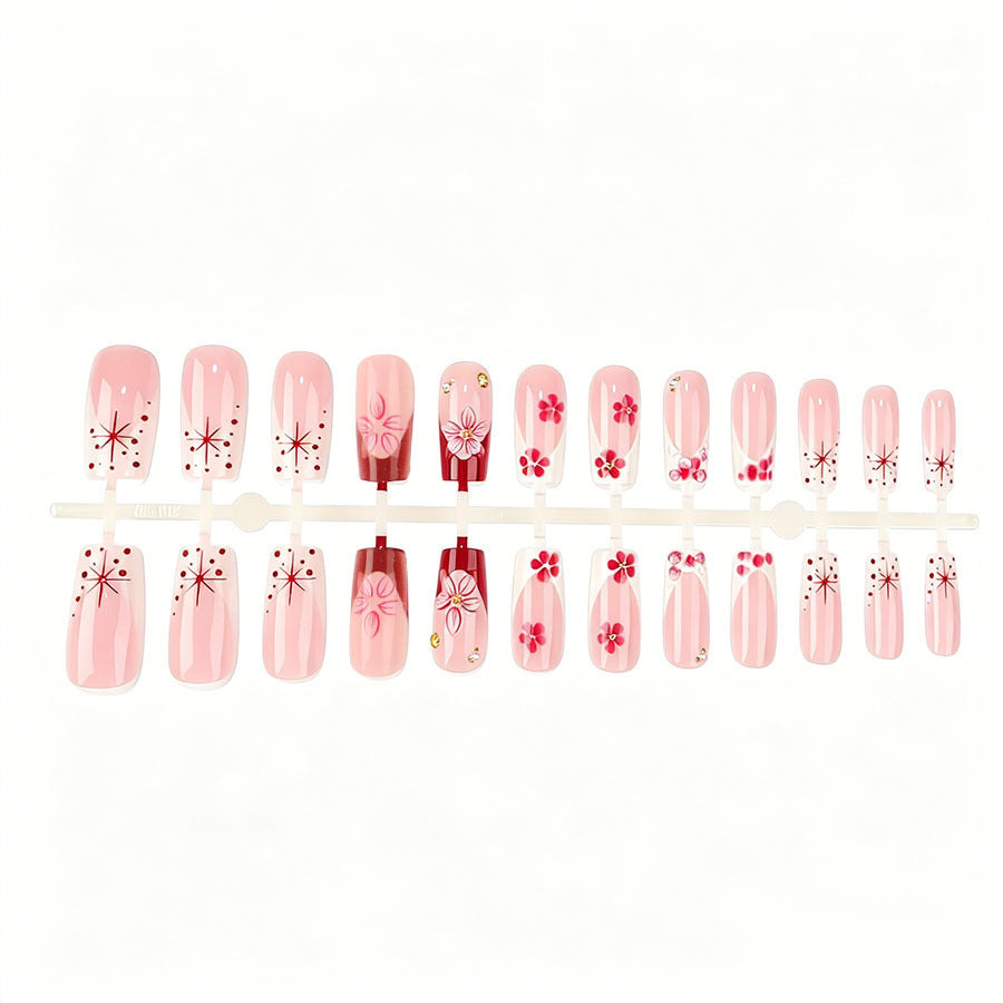 Nail art set with floral 3D details and glitter accents Kalsten