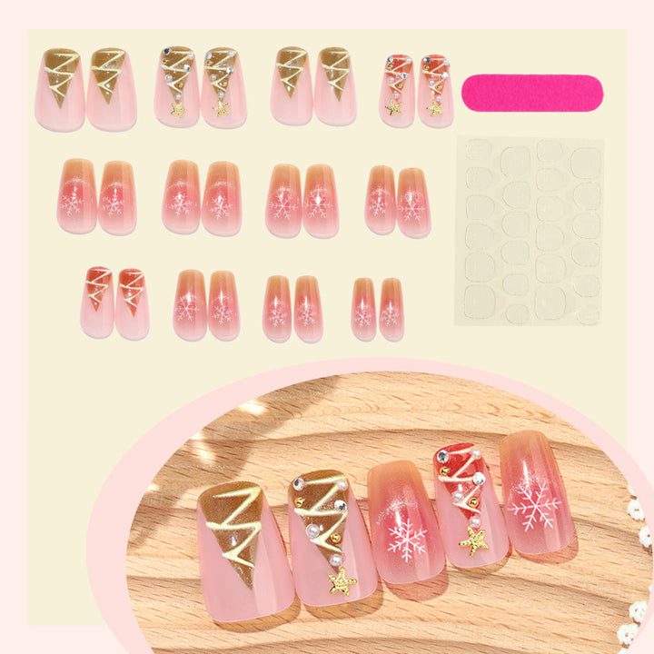 Artificial nail set with festive Christmas motifs and glitter applications Kalsten