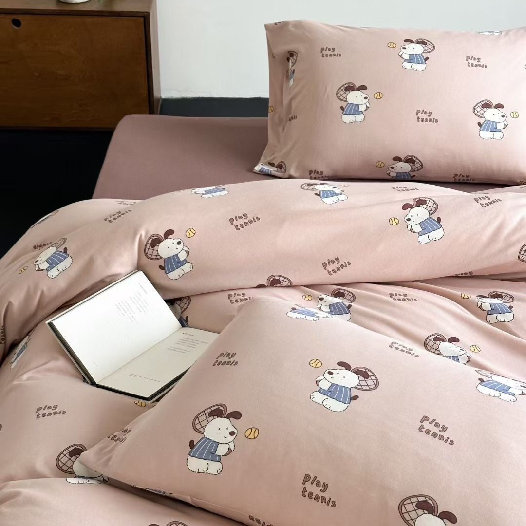 Cotton jersey bedding set with cute dog motif and fine cotton touch