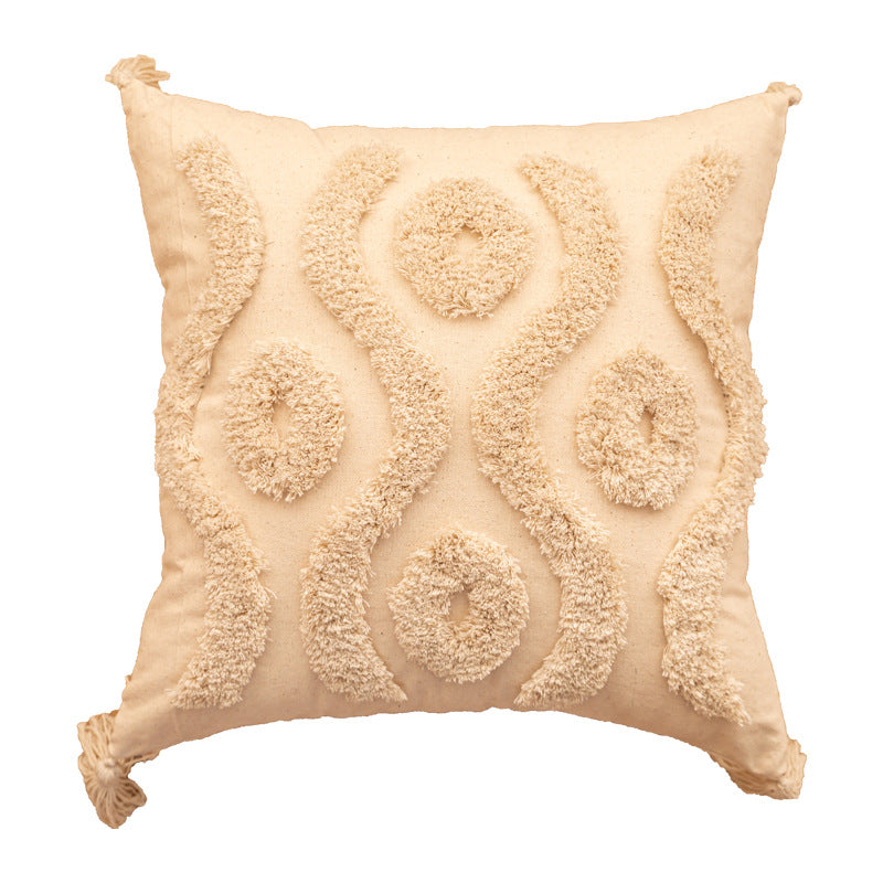 Structured Fringe Embroidered Cushion