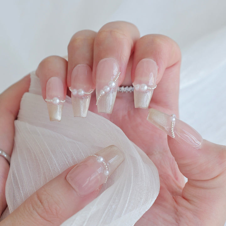 Artistic Press-On Nail Art Set with Heart and Celestial Designs