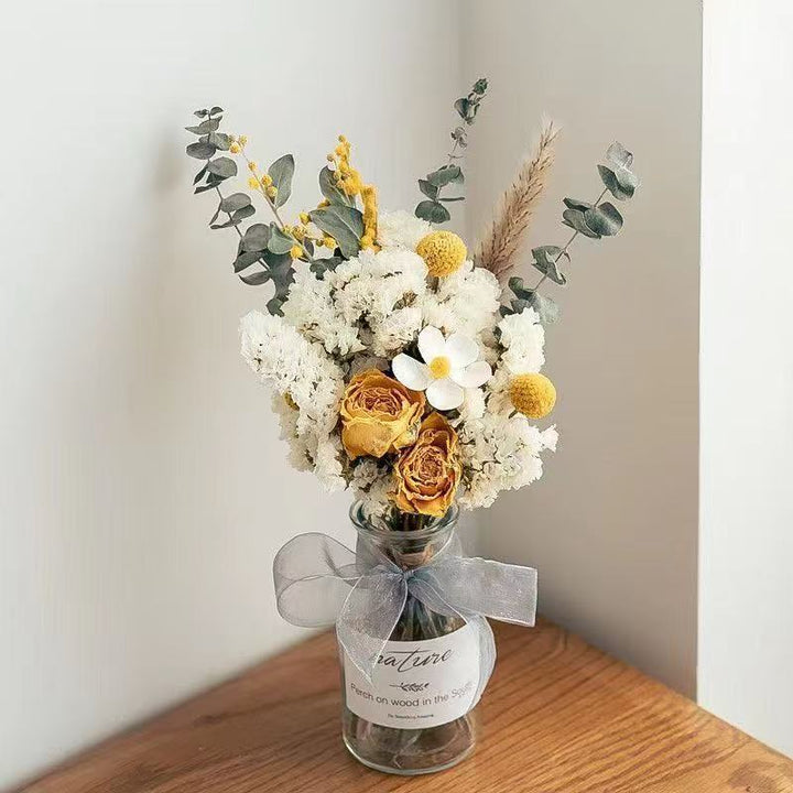 Dried Flower Bouquet Arrangement with Decorative Elements